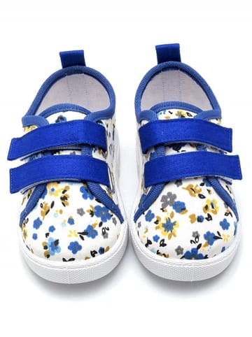 First Step Sneakers "Velcro" wit/blauw