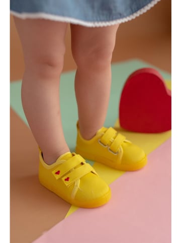 First Step Sneakersy "Velcro" w kolorze żółtym