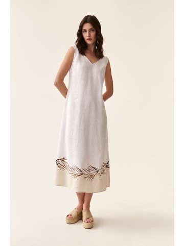 TATUUM Lniana sukienka w kolorze biało-jasnoróżowym