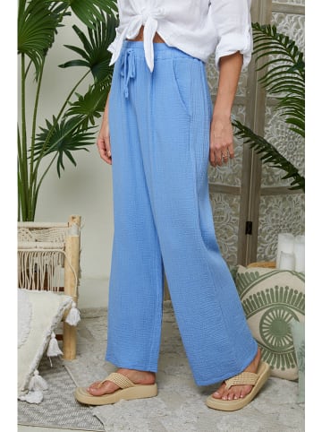 Lin Passion Lniane spodnie w kolorze błękitnym