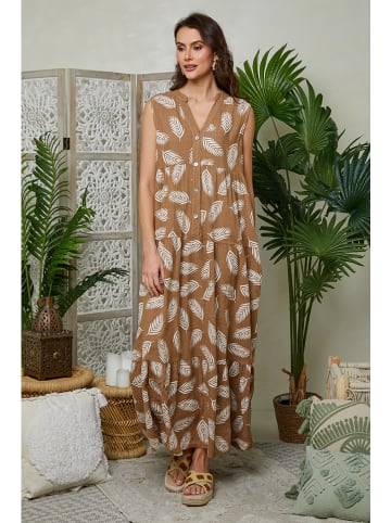 Lin Passion Leinen-Kleid in Hellbraun