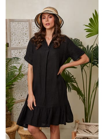 Lin Passion Leinen-Kleid in Schwarz