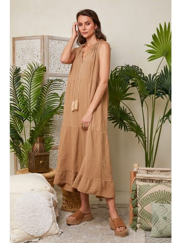 Lin Passion Kleid in Hellbraun