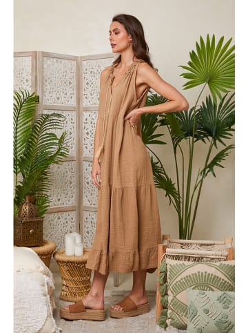 Lin Passion Kleid in Hellbraun