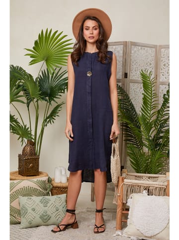 Lin Passion Leinen-Kleid in Dunkelblau