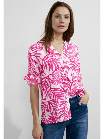 Cecil Linnen blouse roze/wit