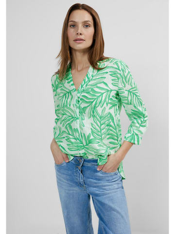 Cecil Linnen blouse groen/wit