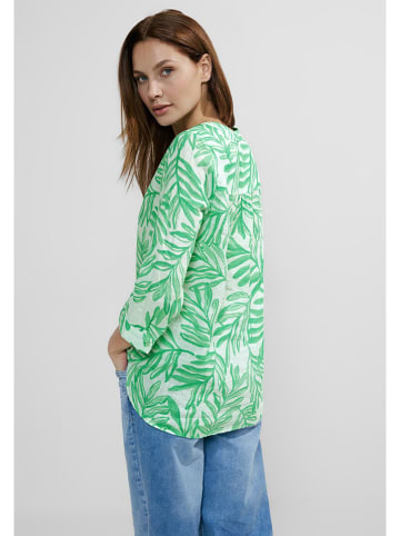 Cecil Linnen blouse groen/wit