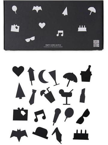Design Letters Symbole tablicy ogłoszeń "Party" w kolorze czarnym - 20 sztuk