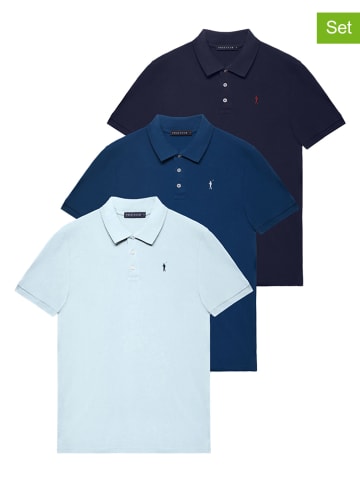 Polo Club Koszulki polo (3 szt.) w kolorze granatowym, czarnym i błękitnym