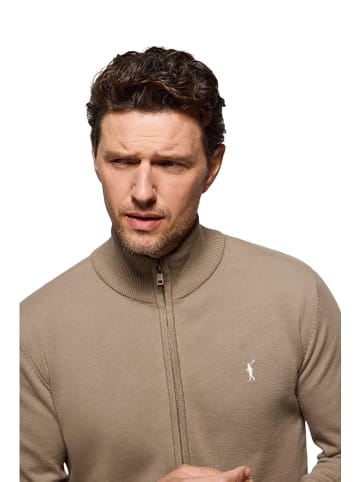 Polo Club Cardigan in Hellbraun