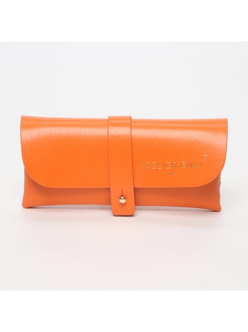ATELIER ENAI Leder-Brillenetui "Audrey" in Orange - (B)16 x (H)7 cm
