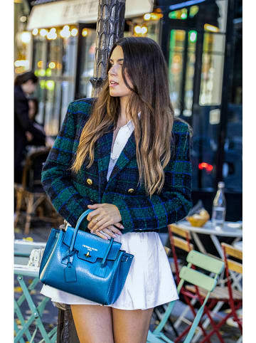 Victor & Hugo Paris Leder-Henkeltasche "Jeny" in Blau - (B)25 x (H)19 x (T)7 cm