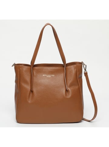 maison héritage PARIS Leder-Schultertasche "Myriam" in Hellbraun - (B)35 x (H)30 x (T)13 cm