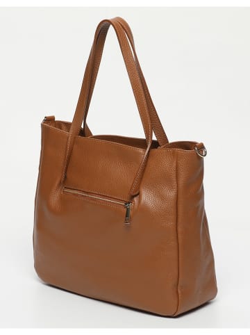 maison héritage PARIS Leder-Schultertasche "Myriam" in Hellbraun - (B)35 x (H)30 x (T)13 cm