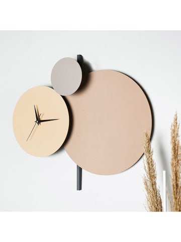 ABERTO DESIGN Zegar ścienny "Pavimento" w kolorze beżowo-kremowym - Ø 48 cm