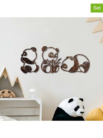 ABERTO DESIGN 3er-Set: Wanddekore "Rusty Panda"