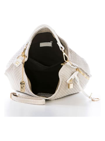 Anna Morellini Skórzany shopper bag "Caroline" w kolorze beżowym - 42 x 38 x 17 cm