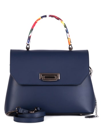 Anna Morellini Leren handtas donkerblauw - (B)28 x (H)20 x (D)12 cm