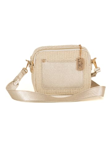 Anna Morellini Leder-Umhängetasche "Ilara" in Beige/ Gold - (B)20 x (H)17 x (T)8 cm