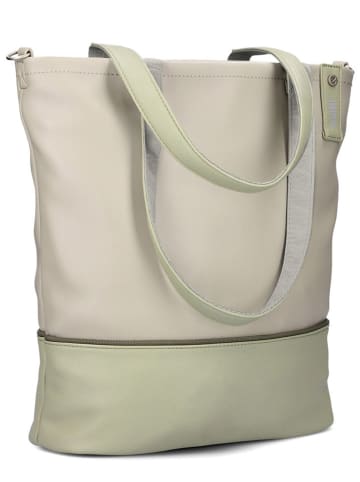 Zwei Schoudertas "J145" beige/groen - (B)37 x (H)36 x (D)15 cm