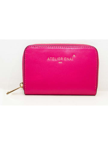 ATELIER ENAI Leder-Geldbörse "Mini Wally" in Pink - (B)12 x (H)10 cm