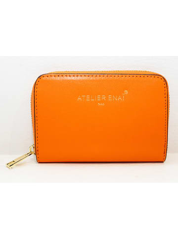 ATELIER ENAI Leren portemonnee "Mini Wally" oranje - (B)12 x (H)10 cm