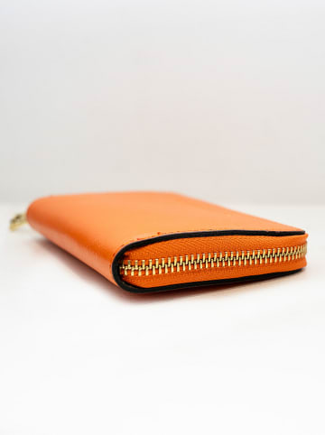 ATELIER ENAI Skórzany portfel "Mini Wally" w kolorze pomarańczowym - 12 x 10 cm
