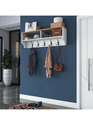 Evila Garderobe in Weiß/ Hellbraun - (B)120 x (H)37,2 x (T)22,2 cm
