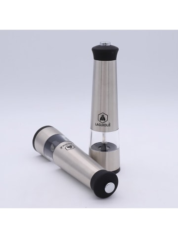 Laguiole 2-delige set: elektrische zout- & pepermolen zilverkleurig - (H)21 cm