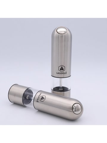Laguiole 2tlg. Set: Elektrische Salz- & Pfeffermühle in Silber - (H)21 cm