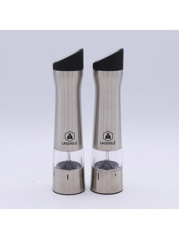 Laguiole 2tlg. Set: Elektrische Salz- & Pfeffermühle in Silber - (H)23 cm