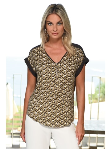 Bleu d'Azur Bluse "Ebene" in Khaki/ Schwarz