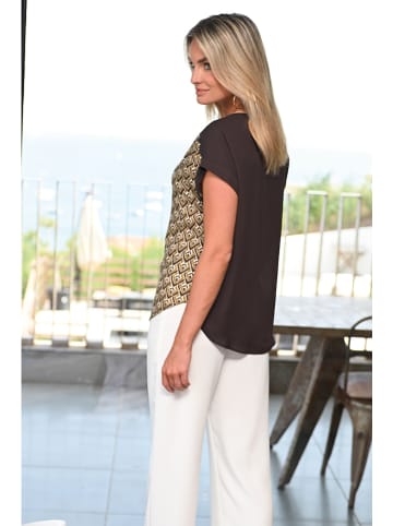 Bleu d'Azur Bluse "Ebene" in Khaki/ Schwarz