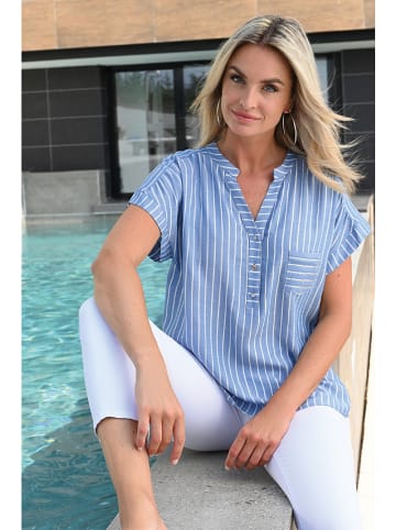 Bleu d'Azur Bluse "Cay" in Blau/ Weiß