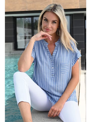 Bleu d'Azur Bluse "Cay" in Blau/ Weiß