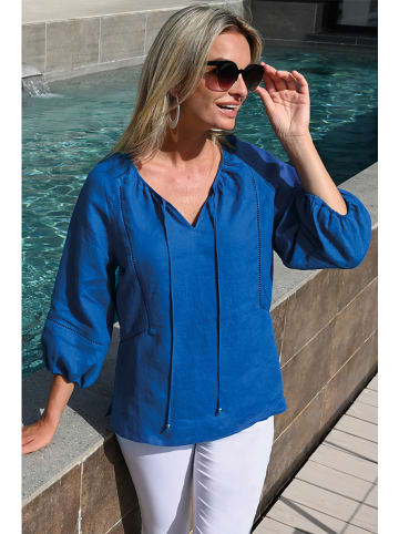 Bleu d'Azur Linnen blouse "Shanti" blauw