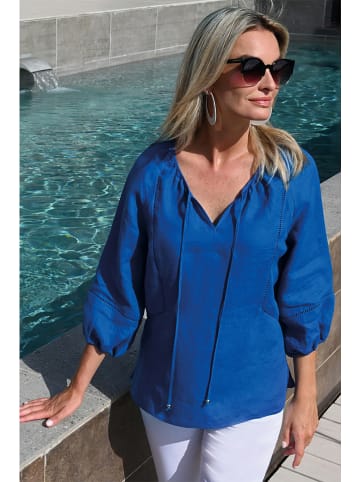 Bleu d'Azur Linnen blouse "Shanti" blauw