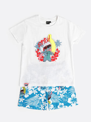 admas Pyjama wit/blauw