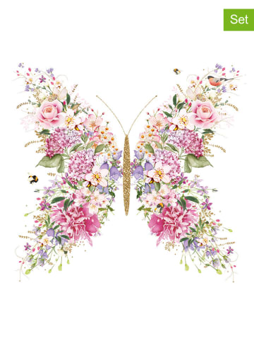 ppd 2er-Set: Servietten "Papillon et fleurs" in Rosa/ Grün - 2x 20 Stück