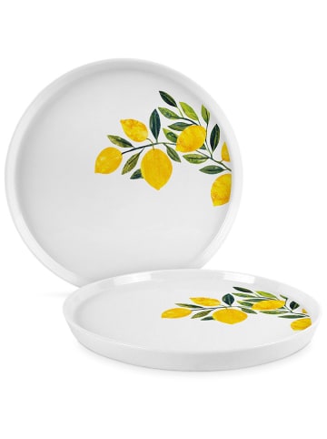 ppd Talerz deserowy w kolorze biało-żółto-zielonym - Ø 21 cm