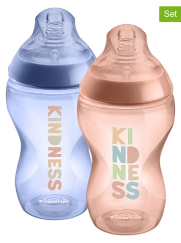 tommee tippee 2er-Set: Babyflaschen "Closer to Nature" in Rosa/ Blau - 340 ml