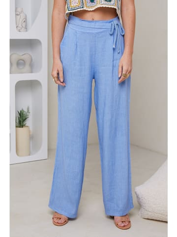 Rodier Lin Leinen-Marlenehose in Hellblau