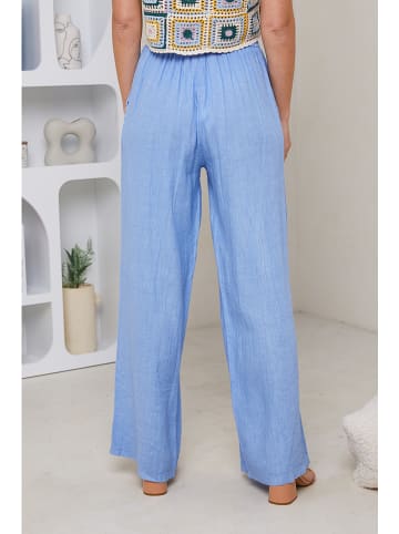 Rodier Lin Lniane spodnie w kolorze błękitnym