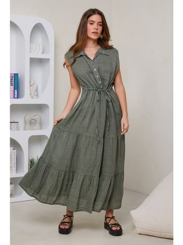 Rodier Lin Leinen-Kleid in Khaki