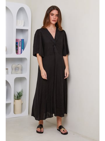 Le Monde du Lin Leinen-Kleid in Schwarz