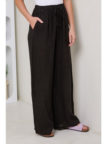 Rodier Lin Leinen-Marlenehose in Schwarz