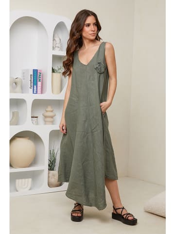 Rodier Lin Leinen-Kleid in Khaki