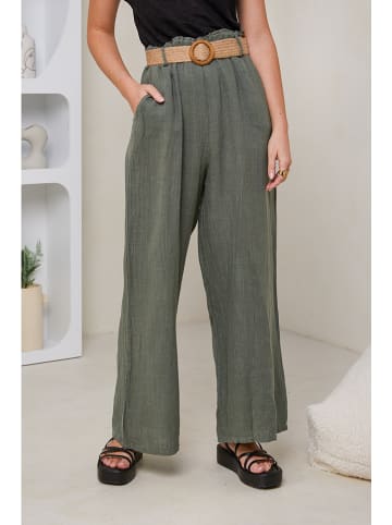 Rodier Lin Leinen-Marlenehose in Khaki