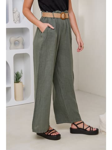 Rodier Lin Leinen-Marlenehose in Khaki